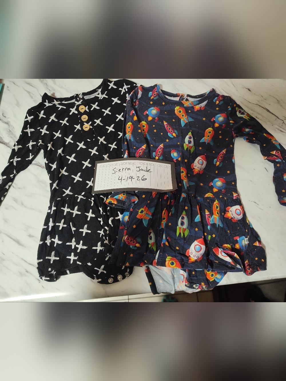 Colorful Rocket and Black Cross Baby Onesies Little Sleepies Size 2T
